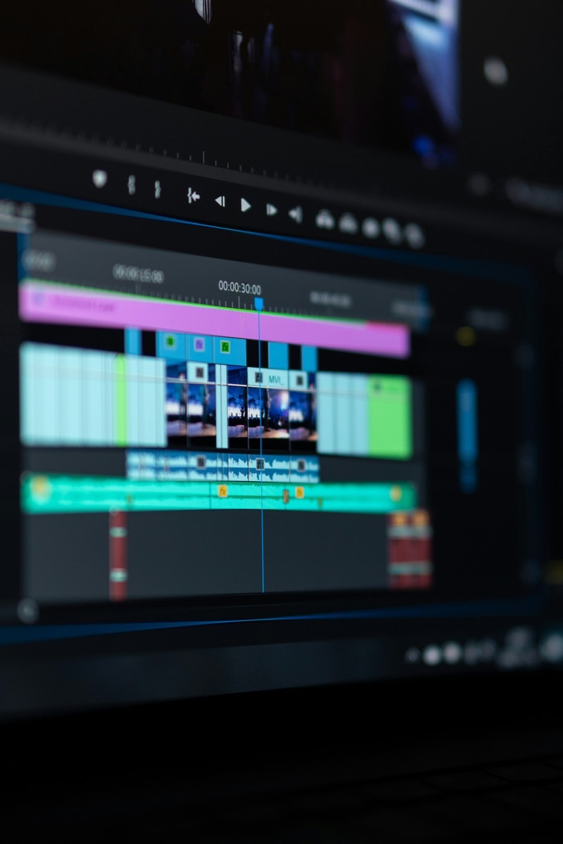 Video editing timeline for an AI-generated ad campaign
